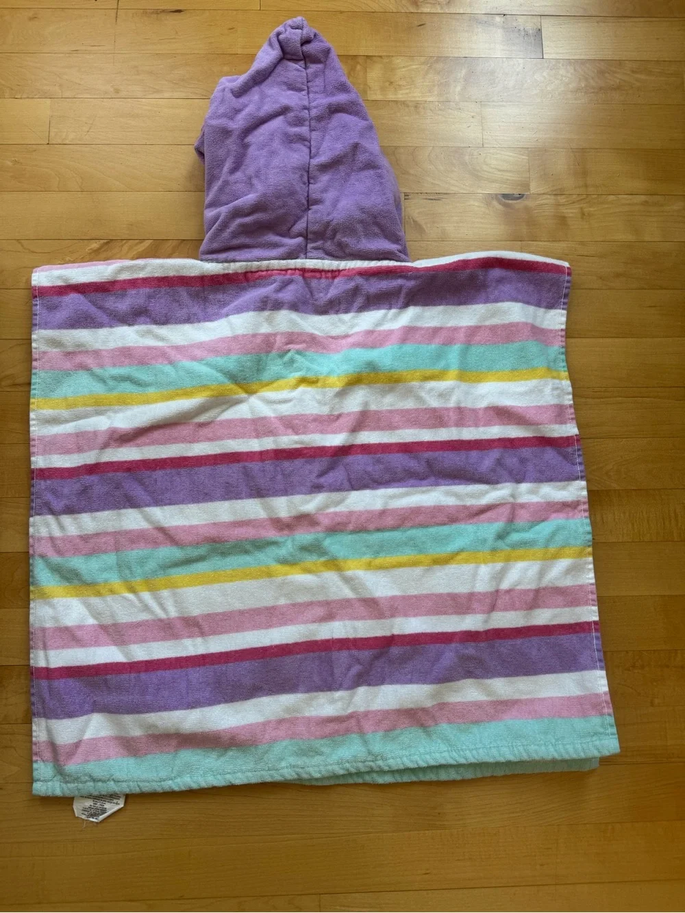 Kids Hooded Beach Towel Poncho - Purple Striped